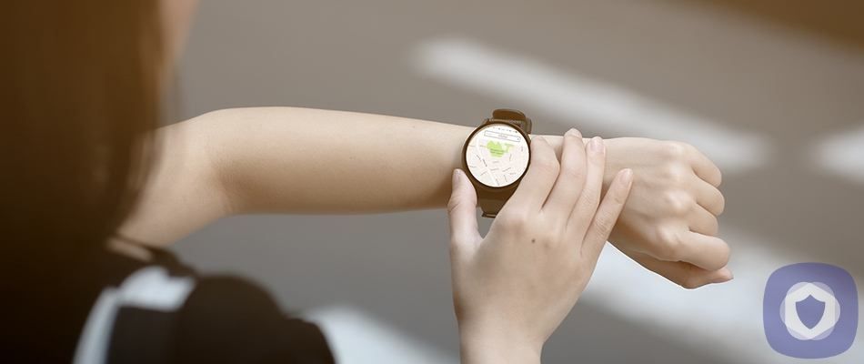 Woman using a GPS watch