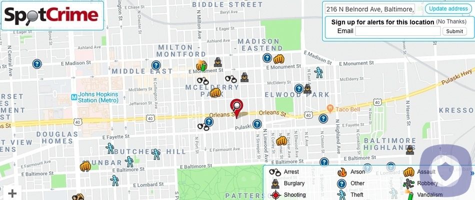 SpotCrime map